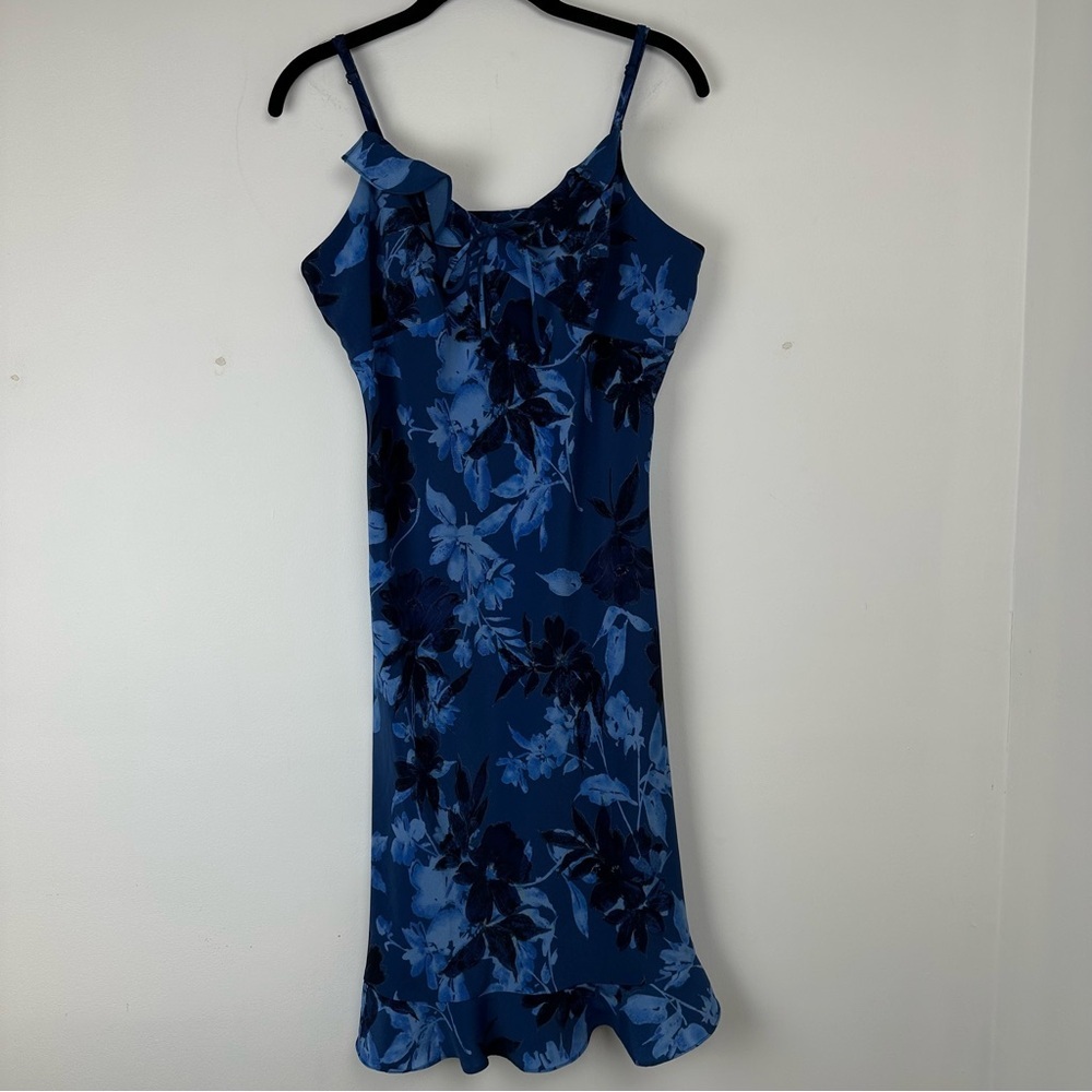 Lisa Jo Women’s Vintage‎ Babydoll Dress Size Large Blue Ruffle Floral Y2K